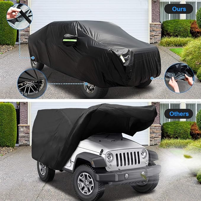 Sailnovo Car Cover Waterproof All Weather,7 Layers Heavy Duty Outdoor Full Car Cover, Snowproof Rainproof Windproof Sun UV Protection (PE+Cotton, XXL Fit Length Up to 250", Max Cab Length 154")