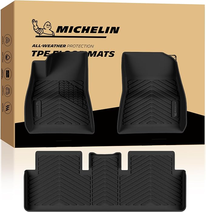 Michelin Vehicle Mats, Premier Series All-Weather TPE Custom Fit Liner for 2017-2023 Tesla Model 3 Floor Mats (3 Piece)