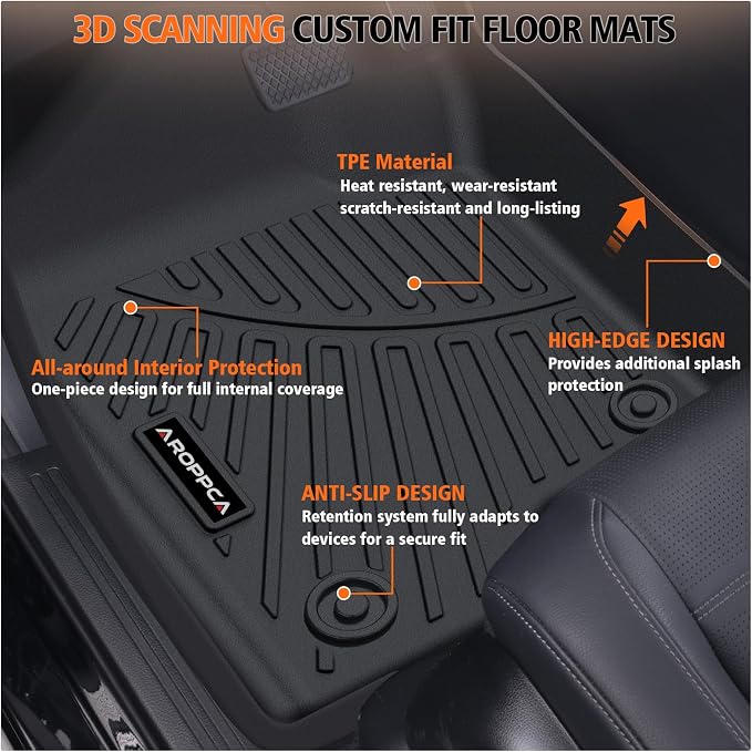 All Weather Car Floor Mats for 2015-2025 Ford F-150 Super Cab/Extended Cab with 1st Row Bench Seats Only (Not for SuperCrew Cab), TPE Rubber Floor Liners Anti-Slip Automotive Mats for F150 Accessories