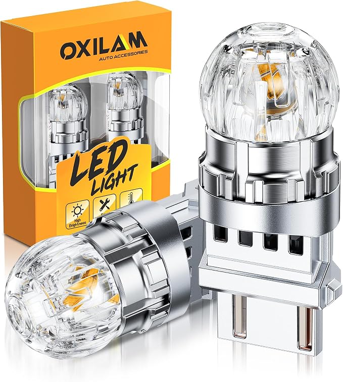 OXILAM 3157 LED Bulb Amber, 700% brighter 3157A Turn Signal Light Bulb, 3156 3057 3457 4057 4157 LED Replacement for Blinker Marker Stop Light, Tail Brake Parking & DRL Light, Pack of 2