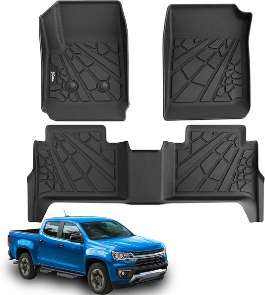 KARPAL Floor Mats for 2015-2022 Chevy Colorado/GMC Canyon Crew Cab, All-Weather TPE Custom Fit Floor Liners Cargo Liner Car Accessories