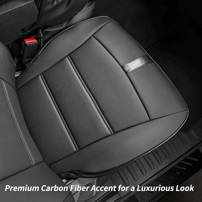 coverdream 2024 2025 2026 Tacoma Front Seat Covers for Toyota Tacoma 4th Gen Double/Crew Cab SR,SR5,TRD Sport,TRD Off-Road,Limited,Waterproof Leather Car Seat Protector(2-Pack,Black & Carbon Fiber)