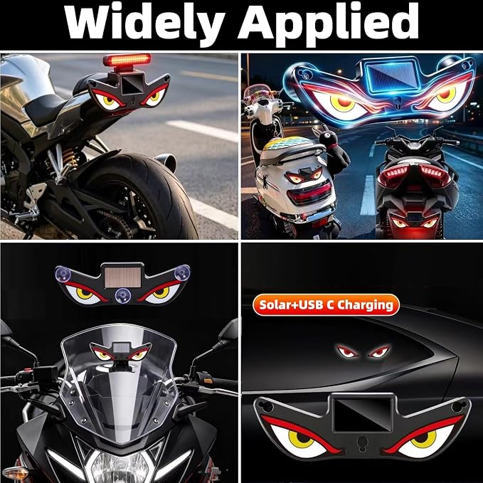 Solar Demon Eye LED Car Wireless Window Light, 3Pack LED Wireless Ambient Lamp with 6 Lighting Modes,Flicker Signal Warning Light RGB Led Light Kit for Cars, SUVs, Trucks, Vans