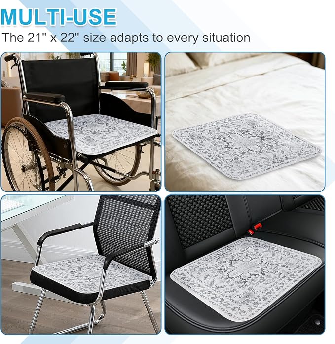 OUTCREATOR® Waterproof Chair Pads for Incontinence 21" x 22" (Pack of 4),Washable Reusable Chair Seat Protector Cover,Non-Slip Absorbent Incontinence Pad for Bed,Car,Wheelchair,Adults,Kids,Pets,Grey