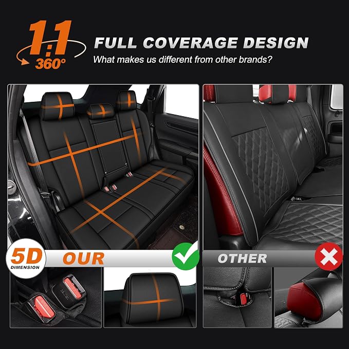 AOMSAZTO Custom Fit Seat Covers for Toyota RAV4 2013-2018 | Limited XLE SE Platinum Adventure (NOT for Hybrid) Full Set Faux LeatherAirbag Compatible Waterproof Black