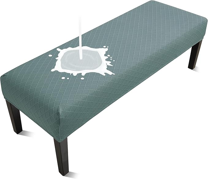 Fuloon Waterproof Dining Bench Cover, Removable Slipcover Washable Seat Protector for Living Room, Bedroom, Kitchen (Dark Green)