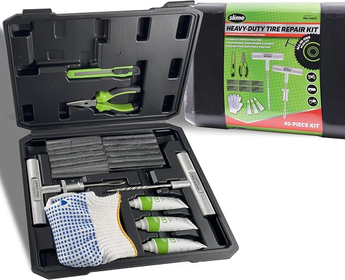 Slime 20503 Flat Tire Repair Reamer Plugger Kit, Heavy Duty, Universal, Complete 40 Piece Plug Kit