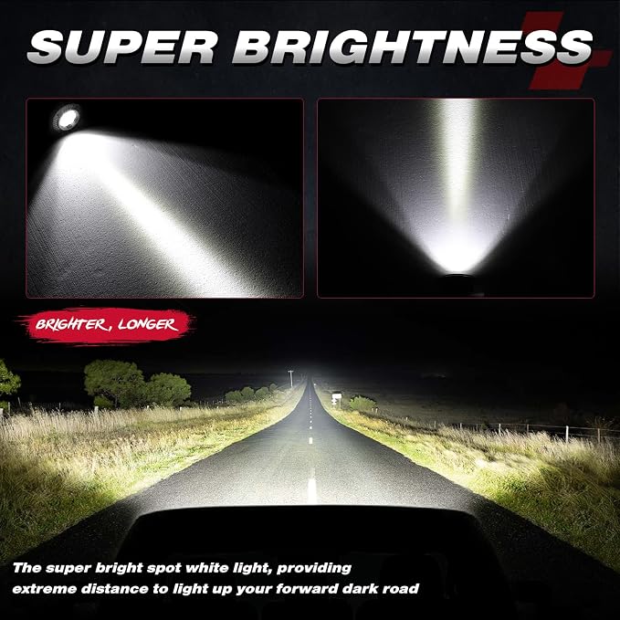 OFFROADTOWN 2PCS 5Inch 80W Round Flush Mount LED Pods Driving Lights Work Light Flush Lights Bar Super Bright Fog Light Off Road Lights for Truck Pickup UTV ATV SUV Boat 4x4 Car
