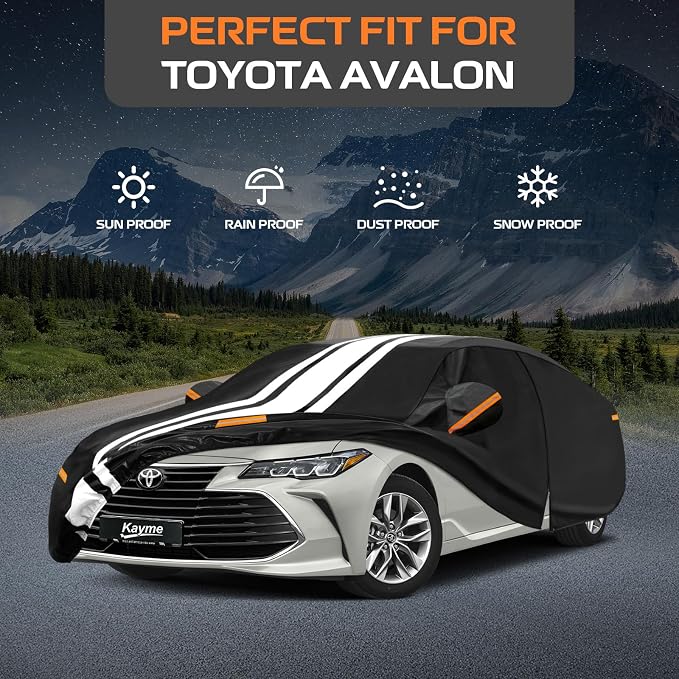 Kayme Heavy Duty Car Cover Custom Fit for Toyota Avalon (1994-2022) Waterproof All Weather for Automobiles, Gift with Tape/Towel, Outdoor Full Exterior Cover Rain Snow Sun UV Protection.