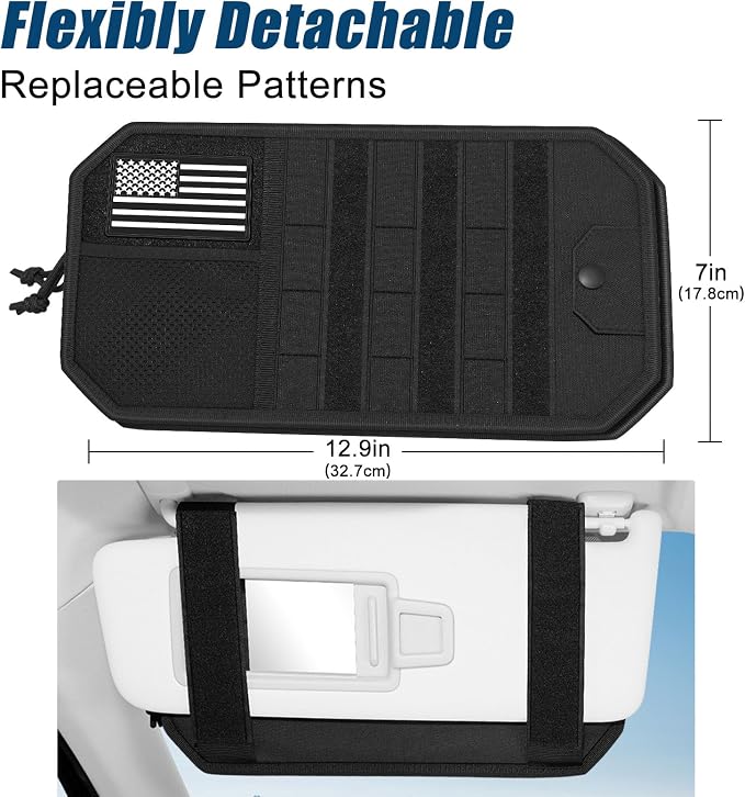 Car Sun Visor Organizer 2 PCS, Multi-Pocket Visor Organizer Storage Pouch | Car Visor Organizer for Cars, SUVs, Trucks with Net Zipper, Elastic Bands, Glasses Clip, Auto Interior Accessories Organizer