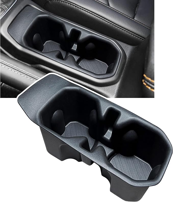 Cup Holder for 2018-2025 2026 Jeep Wrangler JL JLU 4XE/Gladiator JT Accessories Cup Holder Insert Coaster TPE Non-Slip Center Console Drink Holder Organizer Cupholder Liner Pad Interior Black