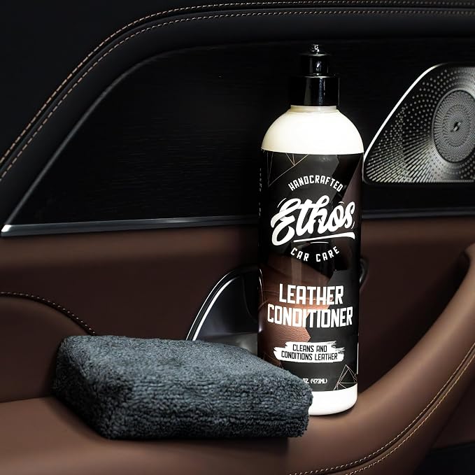 Ethos Leather Conditioner Complete Kit – Leather Seat Cleaner & Conditioner with UV Protection for Car Interior, Couch, Jacket, Boots – Cleans and Conditions Vinyl & Plastic Surfaces