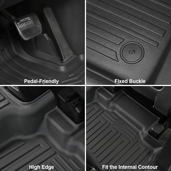 Floor Mats for Ford Explorer 6-Seater 2020-2026, All Weather Floor Mats Trunk Cargo Liner with Backrest Protectors Accessories, Full Coverage Set