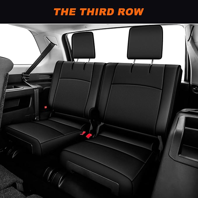 AOMSAZTO Custom Fit Seat Covers for Toyota 4runner 2011-2024 7 Seats | Full Set Faux Leather Car Seats Cover for 2011 2012 2013 2014 2015 2016 2017 2018 2019 2020 2021 2022 2023 2024 4Runner Black
