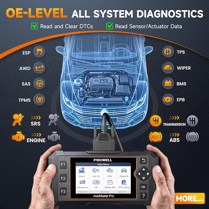 2026 FOXWELL NT624 Elite OBD2 Scanner, All-System 8 Resets Code Reader | Upgraded from NT604/NT614, ABS Bleeding, EPB, Oil, BMS, SAS, Throttle, Injector & DPF Scan Tool, Auto VIN,for DIY Mechanics
