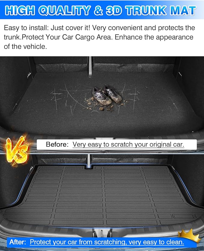 Cartist Cargo Mat Compatible with Nissan Kicks 2018 2019 2020 2021 2022 2023 2024 Trunk Mat Cargo Liner TPE All Weather Anti-Slip Odorless Trunk Mat