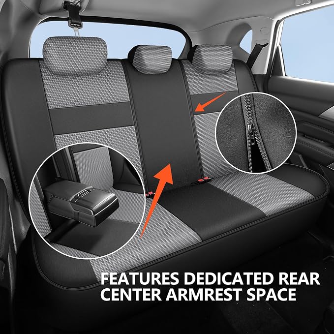 HChengkikz Car Seat Covers, Air Mesh, Breathable (Black + Gray) | Airbag Compatible, Automotive Comfort Protection, Universal Fit for Most Cars,Trucks,SUVs
