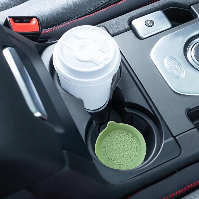 Amooca Automotive Cup Holders Universal Car Cup Coaster Waterproof Non-Slip Sift-Proof Spill Holder Car Interior Accessories 4 Pack Tea Green