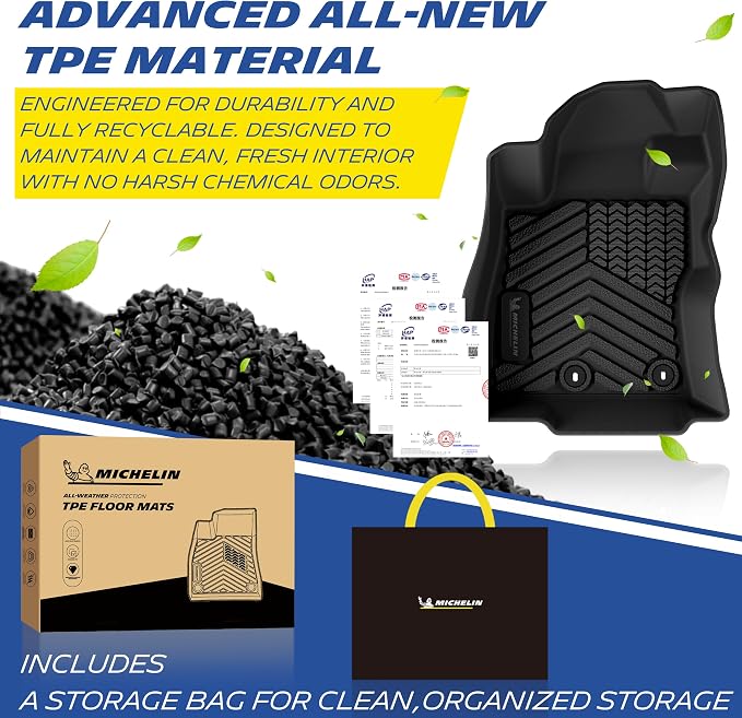 Michelin Vehicle Mats for 2025-2026 Subaru Forester Hybrid (3 Piece) | Not Fit Gas, All-Weather TPE Custom Fit Liner, Premier