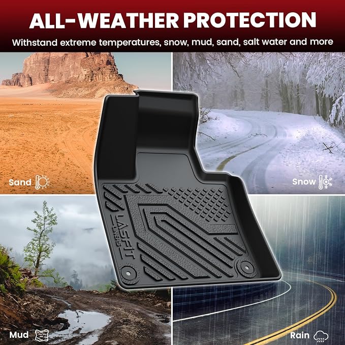 LASFIT Floor Mats for Volvo XC90 2016-2026 T8 7-Seats Only, with Cargo Mat | Not Fit Gas, All Weather Premium TPE Liners, Refined Interior Protection, 1st 2nd 3rd Row Car Mats, Trunk Mat & Backrest Mat