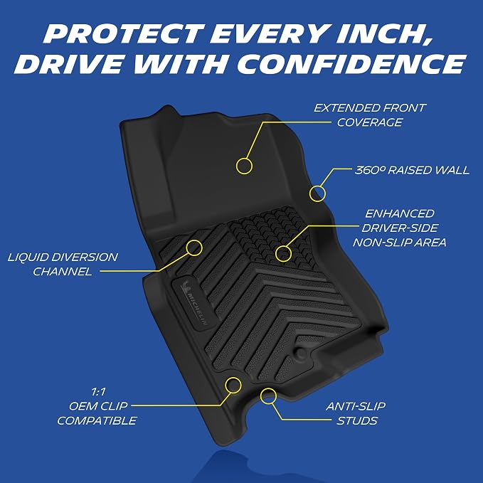 Michelin Vehicle Mats, All-Weather TPE Custom Fit Liner for 2022-2026 Nissan Frontier Crew Cab, Premier
