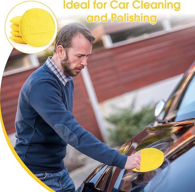 10 Pack Wax Applicator Pads Microfiber with Finger Pocket for Car Wax | 10-pack microfiber foam pads with finger pocket, Scratch-free waxing for cars & household, Machine washable & reusable