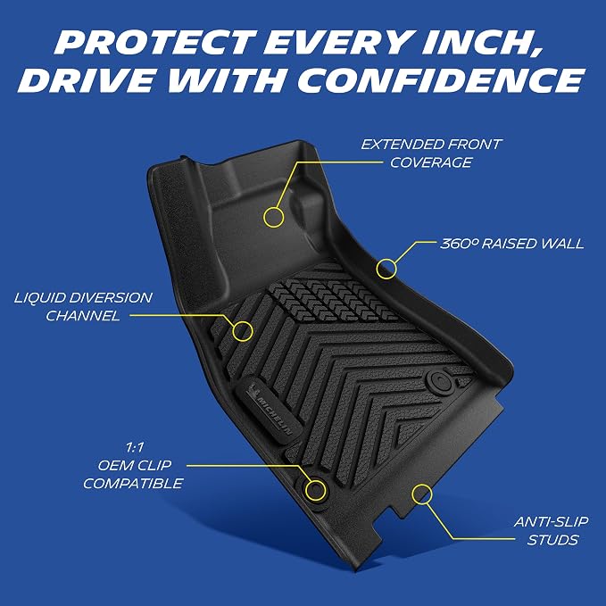 Michelin Vehicle Mats, Premier Series All-Weather TPE Custom Fit Liner for 2026-2027 Nissan Sentra Floor Mats (3 Piece)