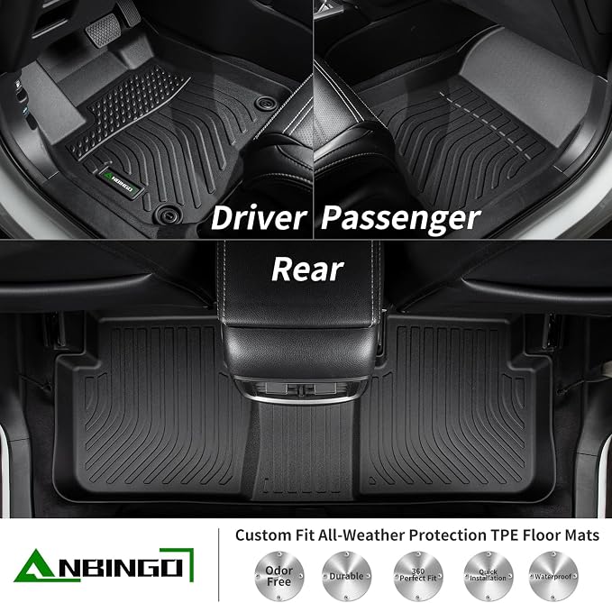 ANBINGO® Floor Mats for GMC Terrain 2018-2024 & Chevrolet Equinox 2018-2024 (Not or EV) TPE Car Mats for GMC Terrain All Weather Floor Mats Cargo Liner for Terrain Accessories
