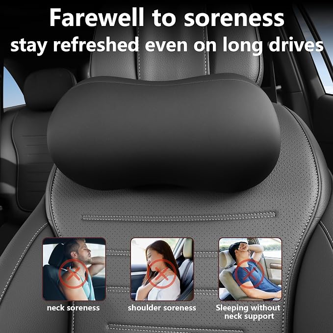 Car Headrest Pillow for Neck Support Memory Foam Car Neck Pillow Universal Fit Head Rest Travel Pillow Car Pillow for Pain Relief While Driving Black 1pc