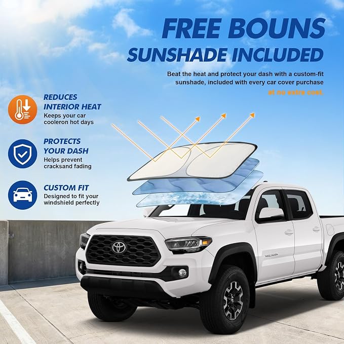 Truck Cover Waterproof All-Weather,Outdoor Full Exterior Pickup Covers Custom Fit for Nissan Frontier,Ford F150,Chevy C10,GMC Canyon Sierra 1500,Ram 1500 etc Size T1(See Size Chart)
