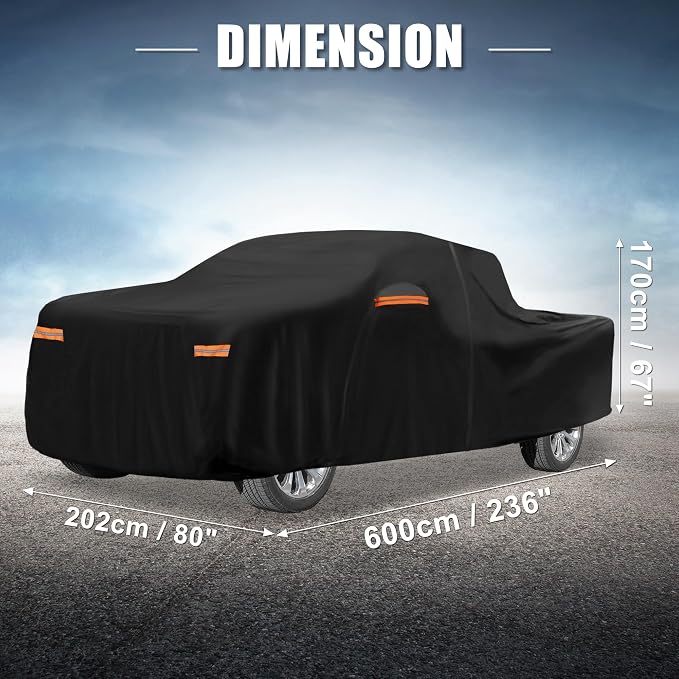 X AUTOHAUX Waterproof Full Car Cover for Chevrolet Silverado Crew 210D-PU | with Door Zipper, Outdoor Waterproof Full Car Cover All Weather Windproof Sun Rain Protection