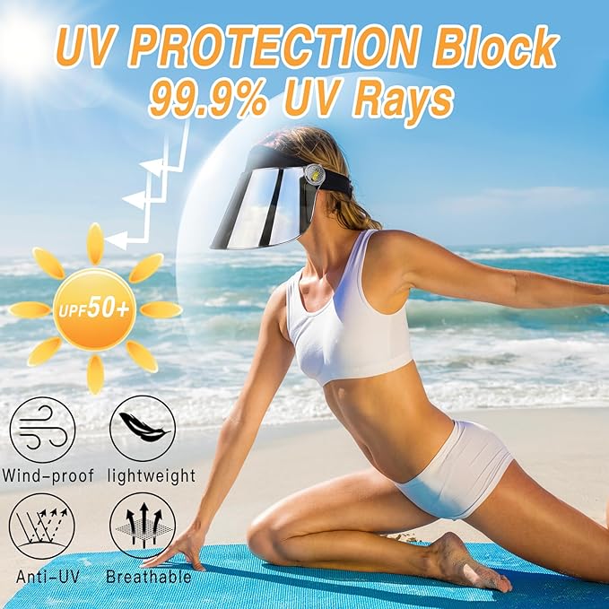 WAYCOM Sun Cap, Sun Visor Hat - UV Protection Hat -Premium UPF 50+ Hat for Hiking, Golf, Tennis, Outdoors
