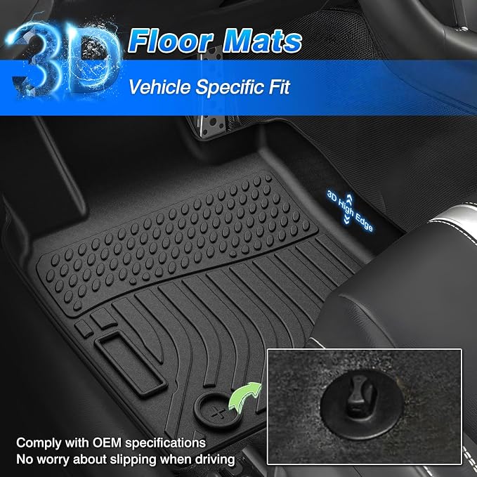 Cartist Floor Mats Compatible with Spark Accessories All Weather Floor Mat for 2016-2022 Chevy Chevrolet Spark Carpet Protection 3D TPE (Not Fit Spark EV)