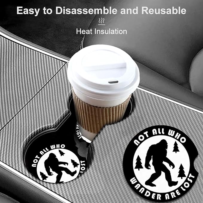2 Pack Compatible with Bigfoot Car Cup Holder Coasters Universal Neoprene | 2.75" Universal Size Anti Slip Rubber Mat,Auto Cup Holder Decor for SUV Truck,Compatible with Bigfoot Gifts for Men Women