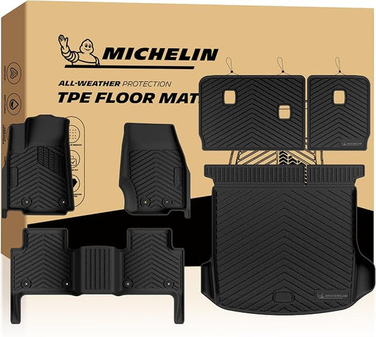 Michelin Vehicle Mats, Premier Series All-Weather TPE Custom Fit Liner for 2022-2026 Jeep Grand Cherokee WL Include 4xe 5-Seat Floor Mats, Not for L or WK (6 Piece)