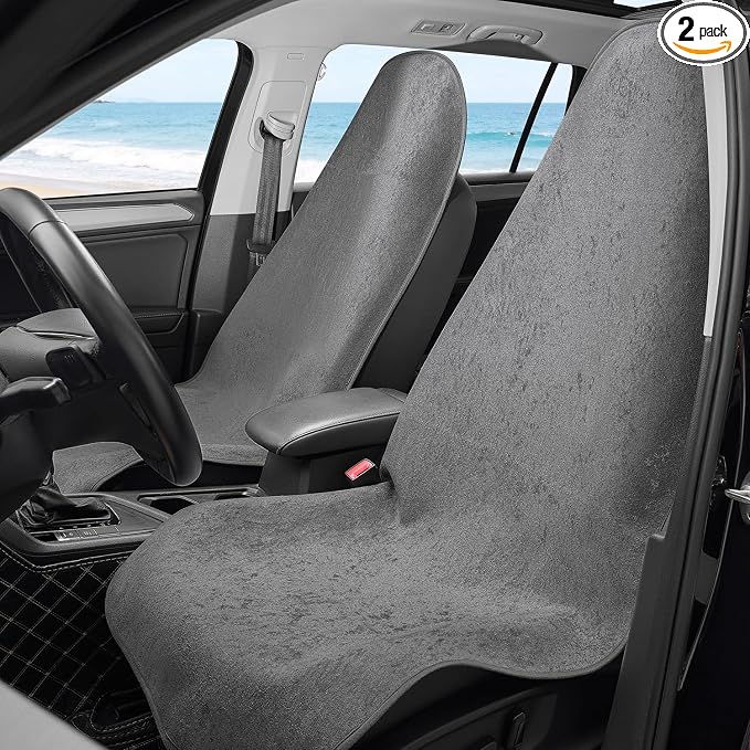 Waterproof Car Seat Cover Universial Fits Car Sweat Towel for Trucks SUV Car Seat Protector Grey 2 Pieces