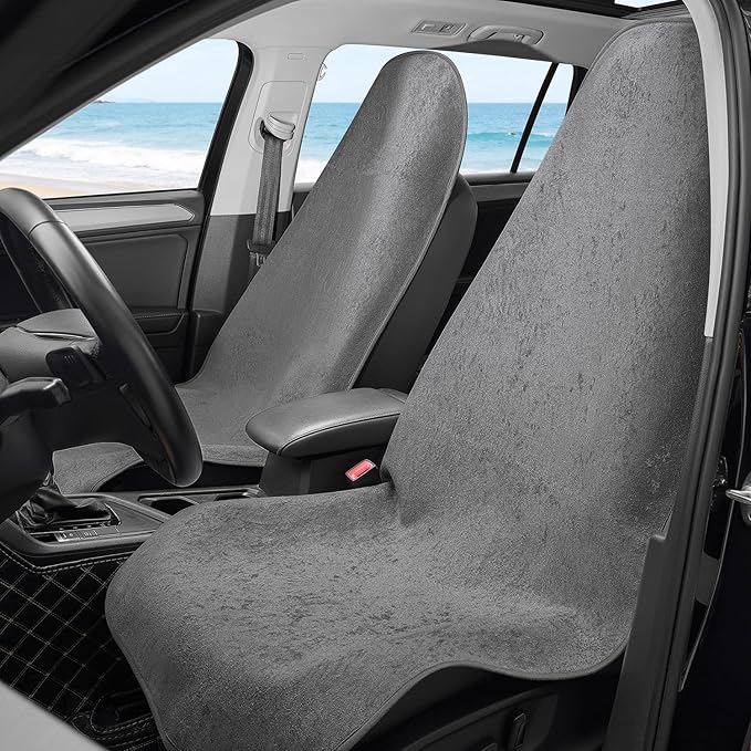 Waterproof Car Seat Cover Full Sets Interior Sets Universal Fits Car Sweat Towel for Trucks SUV Van Car Seat Protector Grey Protector Cloth Seats Pack of 3