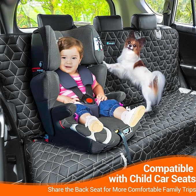 Meginc Dog Car Seat Cover for Back Seat, Waterproof Non-Slip Bench Protector for Dogs, Durable 600D Scratch Proof Seat Cover for Hair, Mud & Scratches, Travel and Daily Use in Cars Small SUVs