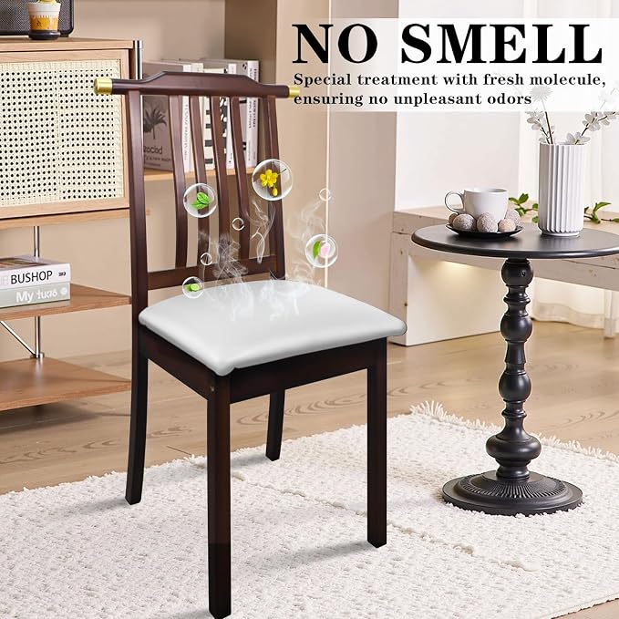 Pu Leather Dining Chair Seat Covers Set of 6, Waterproof Dining Seat Covers Stretch Chair Covers for Dining Chairs/Kitchen Room/Hotel, Odorless Seat Covers for Kitchen Chairs (Pure White - 8 PCS)