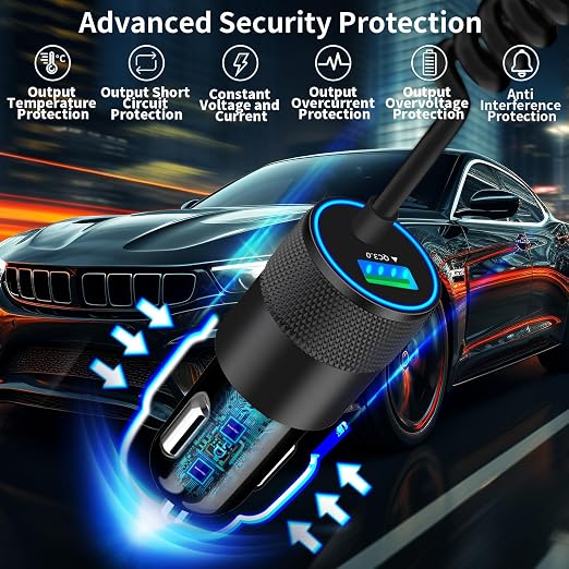 【MFi Certified】iPhone 17 Car Charger Fast Charging, Braveridge 75W USB C PD&QC Car Power Cigarette Lighter USB Charger with 6FT Type C Coiled Cable for iPhone 17/17 Pro Max/16/15/Galaxy S26/S25/Pixel