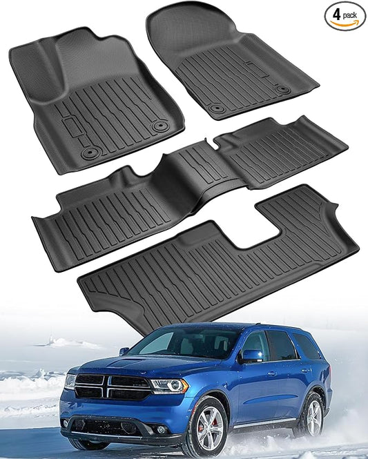 Custom Fit 4 Pcs Floor Mats for Dodge Durango 2011-2015 - All-Weather Rubber Mats & Liners, Heavy Duty Car Interior Protection for SUV, Weather-Resistant & Easy to Clean