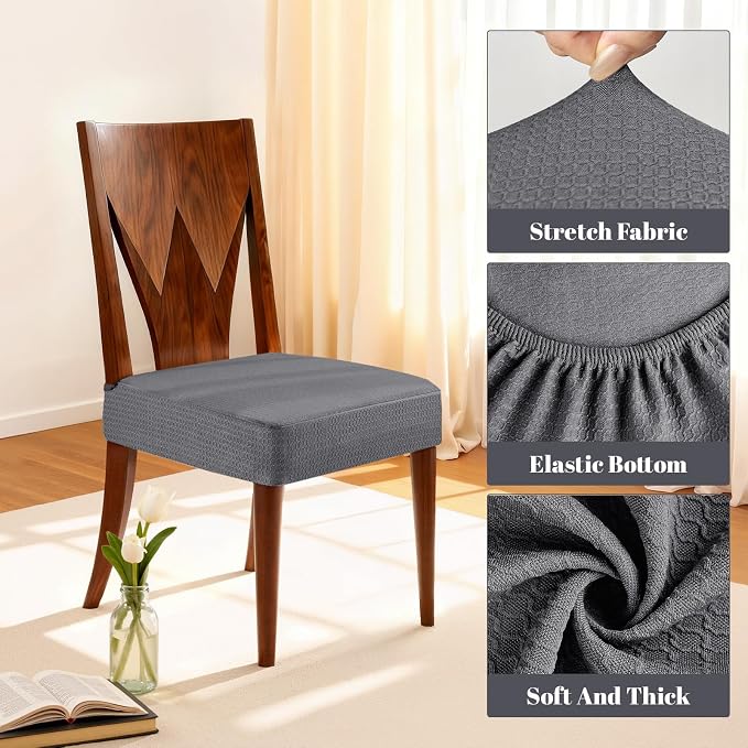 Songrey Waterproof Chair Covers for Dining Chairs, Set of 2, Dark Gray | No Rear Seat Covers for Dining Room , Chair Protector Slipcover, Stretch Removable Washable