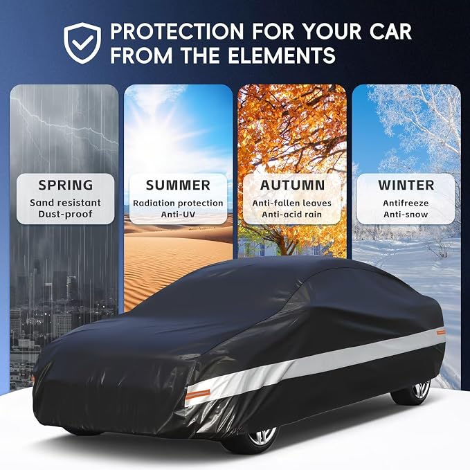 10 Layers Car Cover Custom Fit for Porsche 718, Boxster, Cayman(1996-2026), Waterproof All Weather for Automobiles, Outdoor Full Cover Sun Dust Rain Protection with Cotton. Black