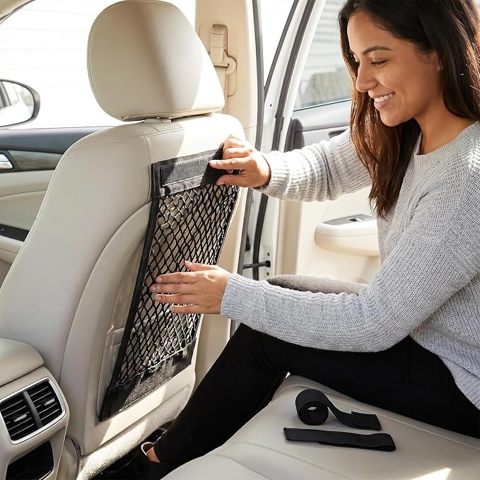 FSHAANY'S 22.5" x 9.6" Automotive Mesh Cargo Net, Slim Fit Trunk Organizer for Sedan SUV Stretchable Storage Net