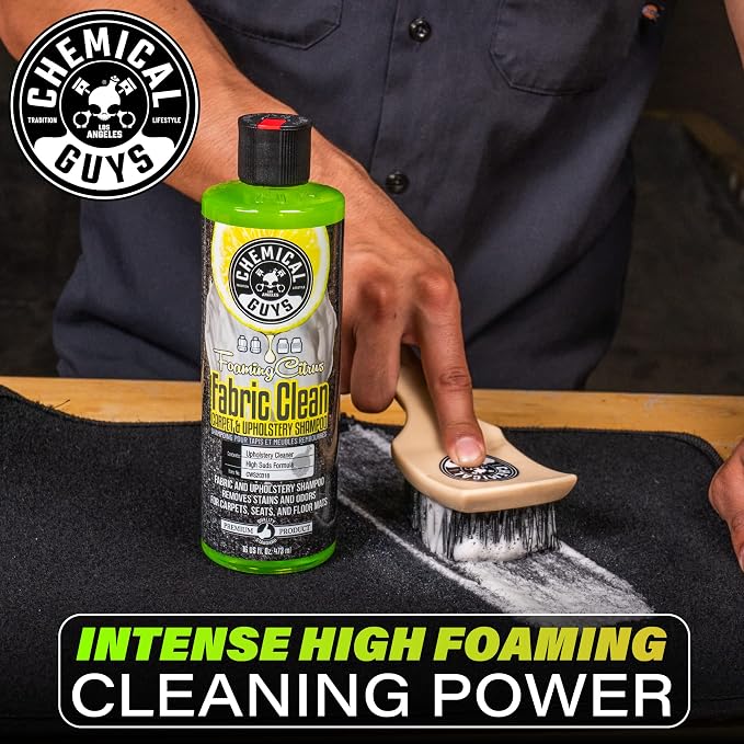 Chemical Guys, Foaming Citrus Fabric & Carpet Cleaner, Seats & Mats, 16 oz | High-foam cleaner lifts coffee, soda and food stains and odors from seats, carpet and floor mats, citrus scent