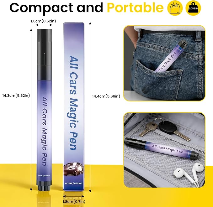 Car Scratch Remover Pen, Magic Car Scratch Removal Pen for All Car Colors, Scratch Repair Pen, Easy DIY Paint Repair Kit, Quick Fix for Wear Swirl Marks And Scuffs, 2PCS