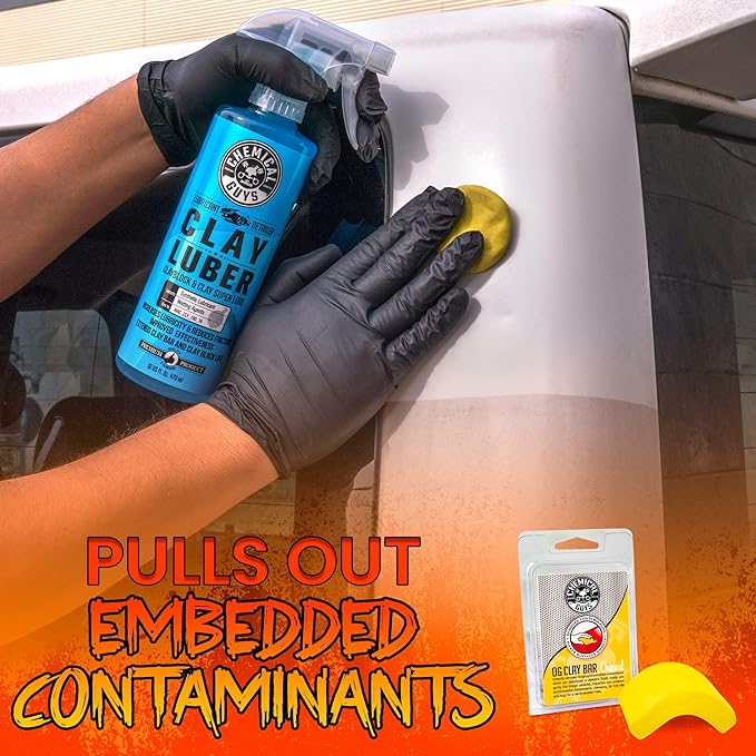Chemical Guys, Clay Bar & Luber Combo Kit for Smooth Paint, 6-Piece Set | Clay bar plus lubricant lifts overspray, fallout and embedded grime, prepping paint for polish or wax