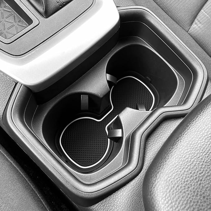 3D Cup Holder Inserts for Toyota RAV4 Accessories 2025 2024 2023 2022-2019 | Silicone Cup Coaster Mats Pad, Center Console Liner, 2Pcs, White Trim