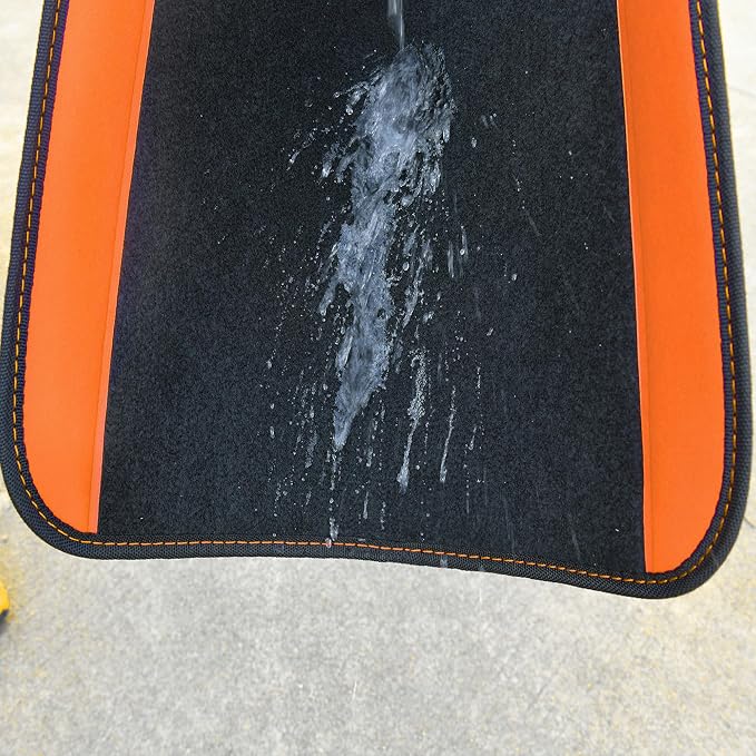 CAR PASS Waterproof Universal Fit Car Floor Mats, Faux Leather Car Carpet Mats,Car Mats with Anti-Slip Nibbs Backing & Driver Heel Pad Fit for SUV,Vans,sedans, Trucks,Set of 4pcs (Orange)