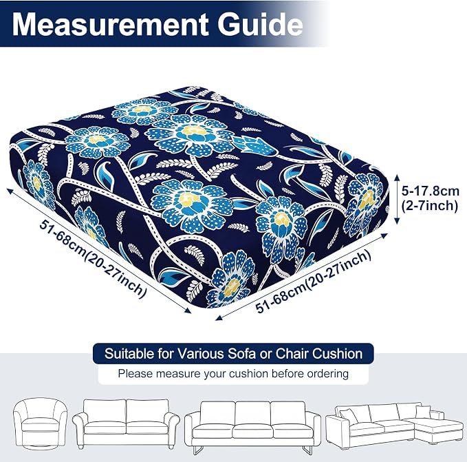 Smiry Waterproof Patio Cushion Covers, Stretch Outdoor Couch Slipcovers Replacement Washable Furniture Protector Sofa Chair Seat Cover for Dogs and Pets (12 Pcs, Midnight Blue)